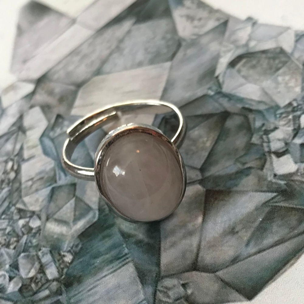 SOLD Adjustable milky gray gemstone ring